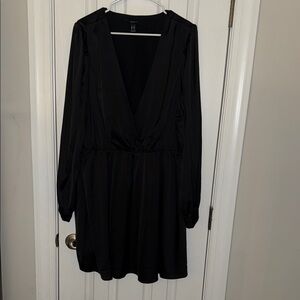 Forever 21 Black Wrap Sundress with Bishop Sleeves